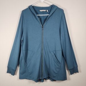 Soft Surroundings Teal Full-Zip Hooded Jacket